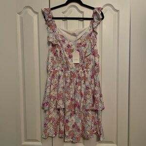 NWT Floral Dress - pastel colors romantic ruffle sleeves